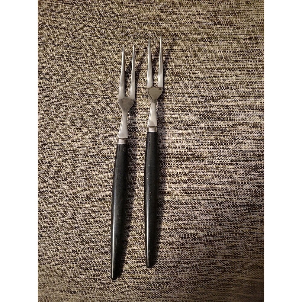 Pair Fondue Forks MCM Black Handle Vollrath Japan Vintage h'orderves Appetizer